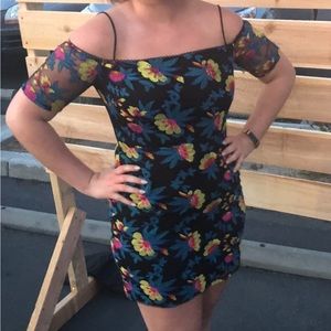 Topshop embroidered colorful dress with mesh back